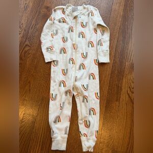 Hanna Andersson Cream Footed-Free Zip One-Piece Sleeper size 2T unisex